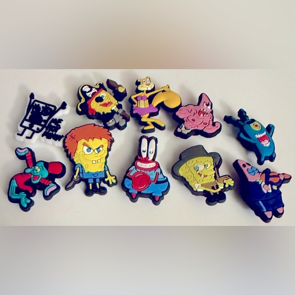 CROCS Accessories - 10 SpongeBob Croc Charms Jibbit Shoe Charm Nickelodeon Croc Charms